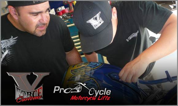 VForce uses Pro Cycle Droptail Motorcycle Lift by Direct Lift