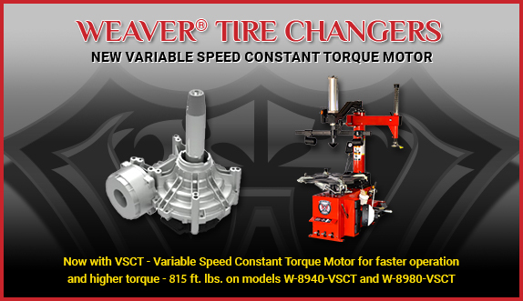 Weaver tire changers. New variable speed constant torque motor.